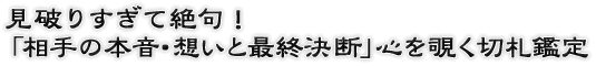 見破りすぎて絶句！「相手の本音・想いと最終決断」心を覗く切札鑑定