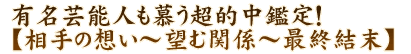 有名芸能人も慕う超的中鑑定！【相手の想い～望む関係～最終結末】