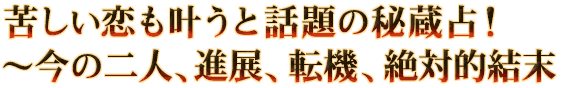 苦しい恋も叶うと話題の秘蔵占！～今の二人、進展、転機、絶対的結末