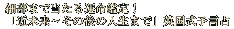 細部まで当たる運命鑑定！「近未来～その後の人生まで」英国式予言占