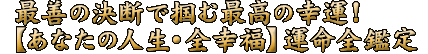 最善の決断で掴む最高の幸運！【あなたの人生・全幸福】運命全鑑定