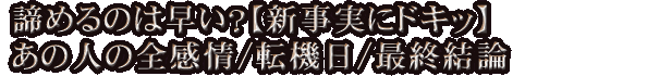 諦めるのは早い？【新事実にドキッ】あの人の全感情/転機日/最終結論