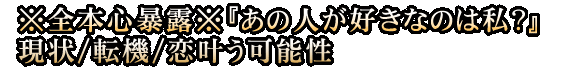 ※全本心暴露※『あの人が好きなのは私？』現状/転機/恋叶う可能性
