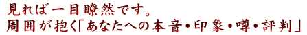 見れば一目瞭然です。周囲が抱く「あなたへの本音・印象・噂・評判」