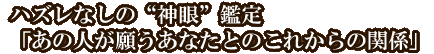 ハズレなしの“神眼”鑑定「あの人が願うあなたとのこれからの関係」