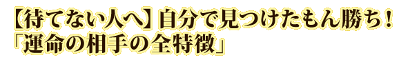【待てない人へ】自分で見つけたもん勝ち！「運命の相手の全特徴」