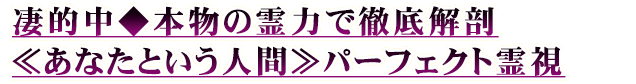 凄的中◆本物の霊力で徹底解剖≪あなたという人間≫パーフェクト霊視